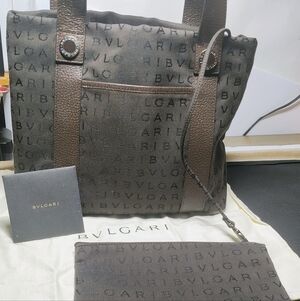Bvlgari Authentic Vintage Brown Logo Tote